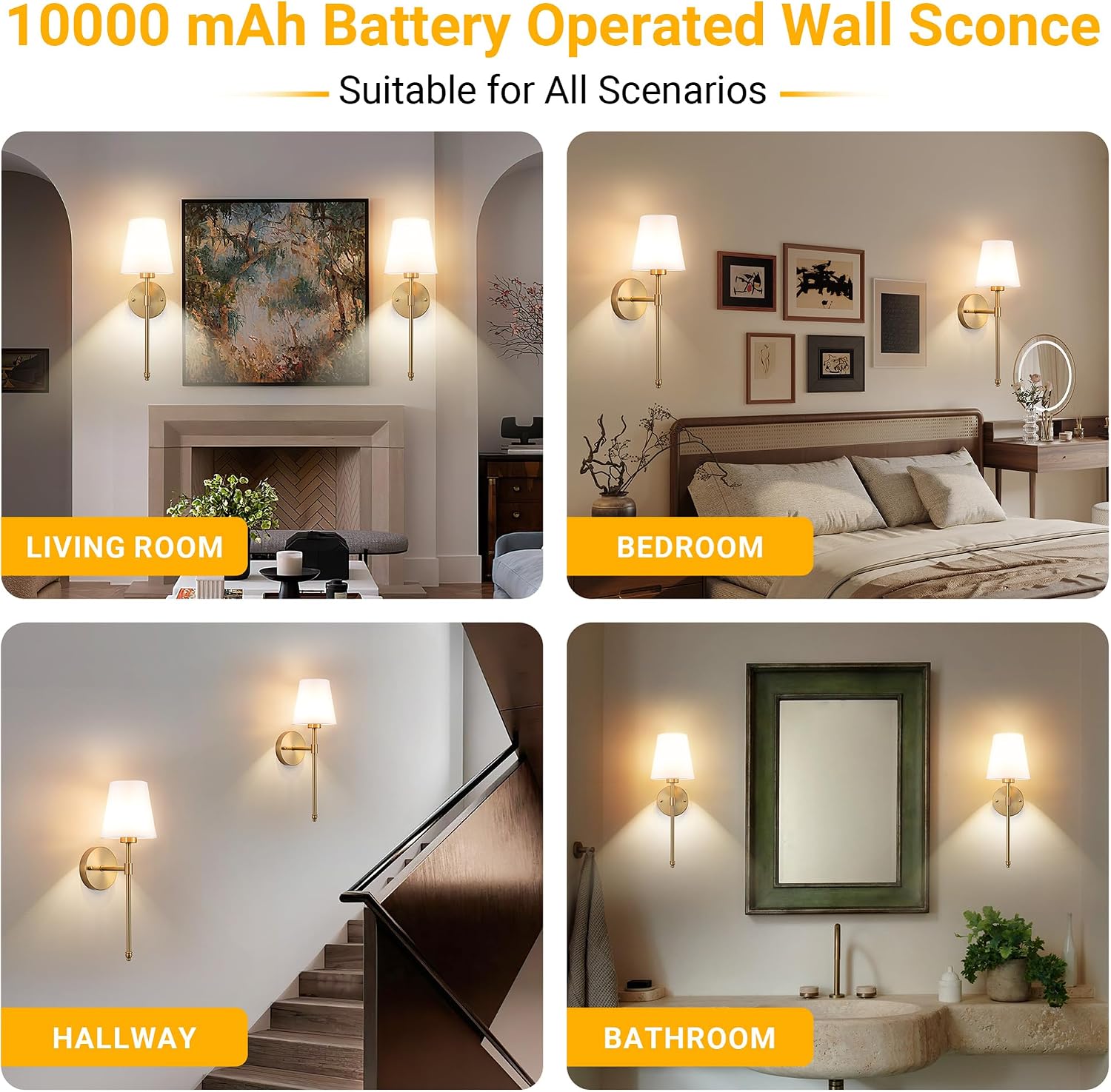 Detalle 2 de Vimhou Peel and Stick Wall Sconces (Set of 2) — Battery-Powered, No-Drill LED Wall Lamps with Magnetic Corn Bulbs