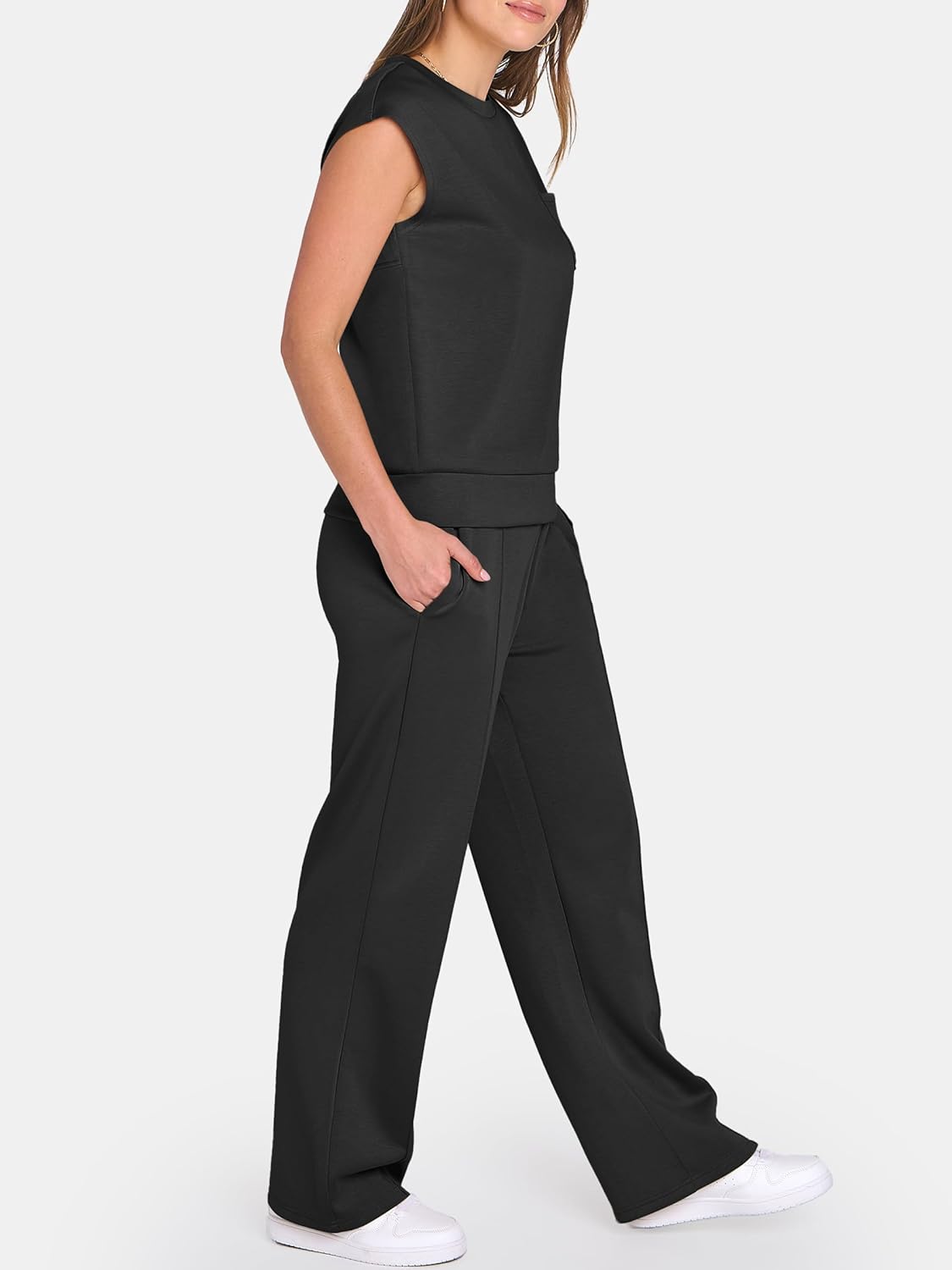 Thumbnail 3 de ANRABESS Two Piece Set for Women: Sleeveless Lounge Set with Wide-Leg Pants (Summer 2026)