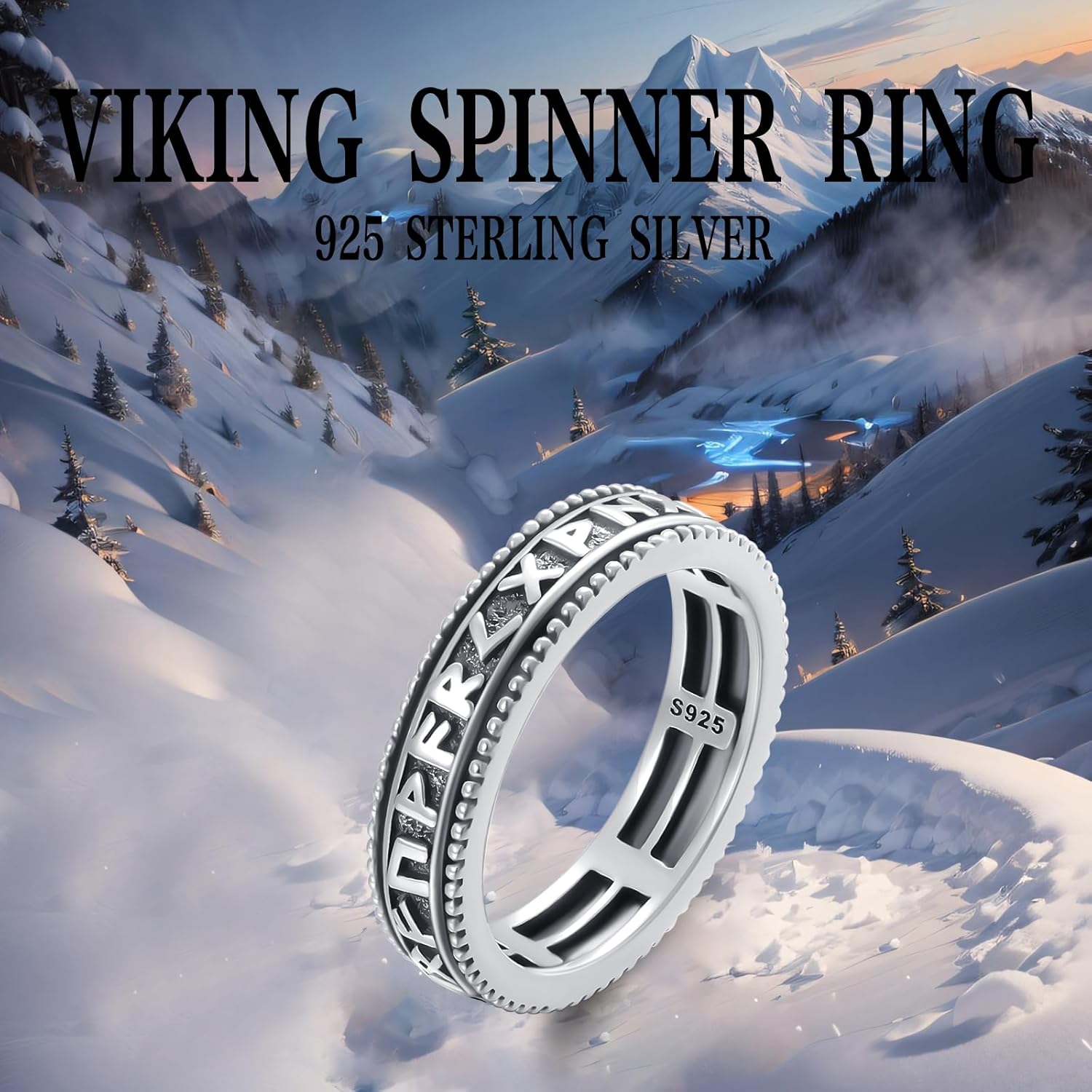 Thumbnail 6 de PARYFO 925er Sterling Silber Wikinger Spinner Ring – Drehschneller Ring für Männer und Frauen