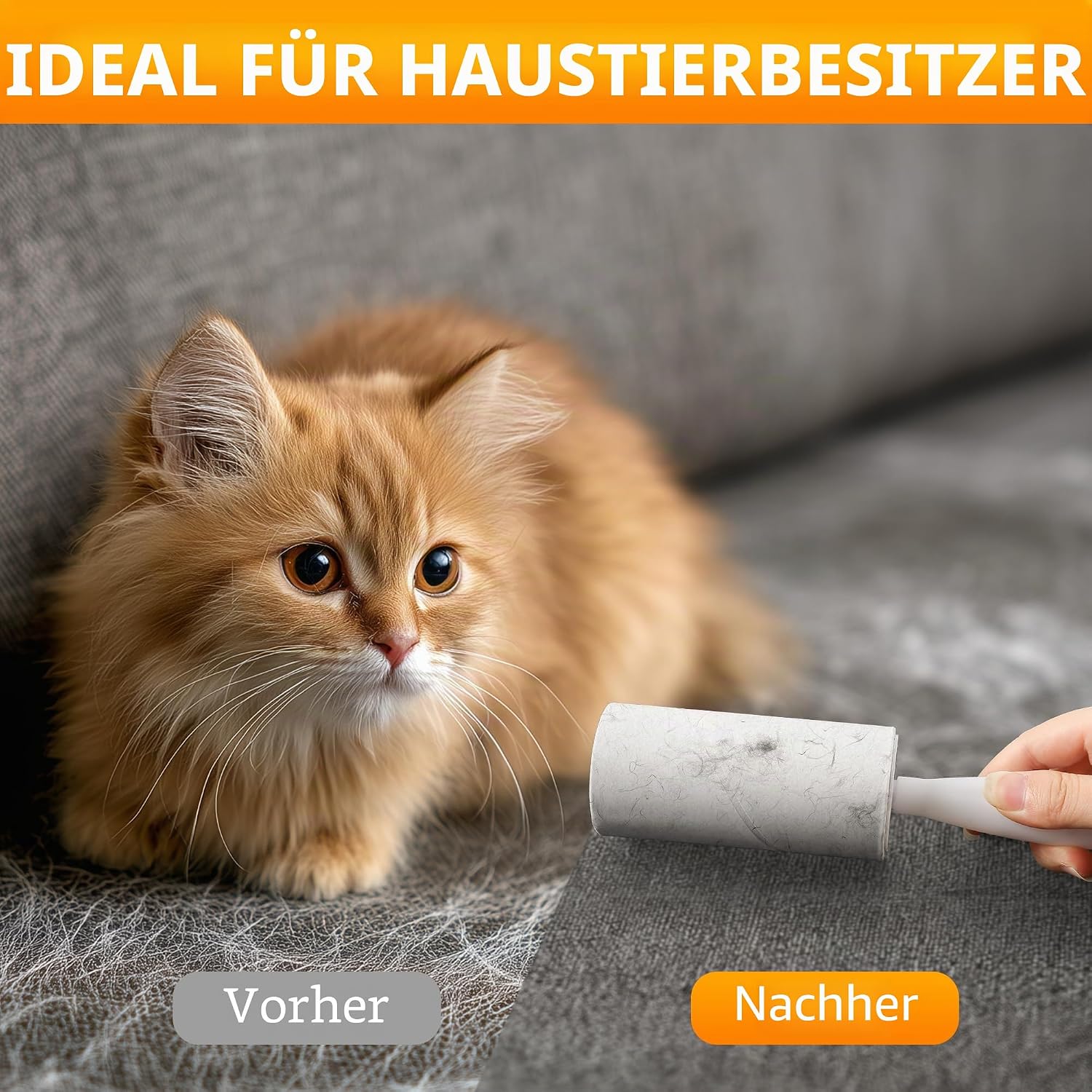 Detalle de Fusselrolle: Lint Roller Set mit 2 Abrollern und 2 Staubschutzhüllen – 60 Blatt pro Rolle, extra klebrige Haare entfernen von Kleidung, Sofa, Katzen- und Hundehaaren
