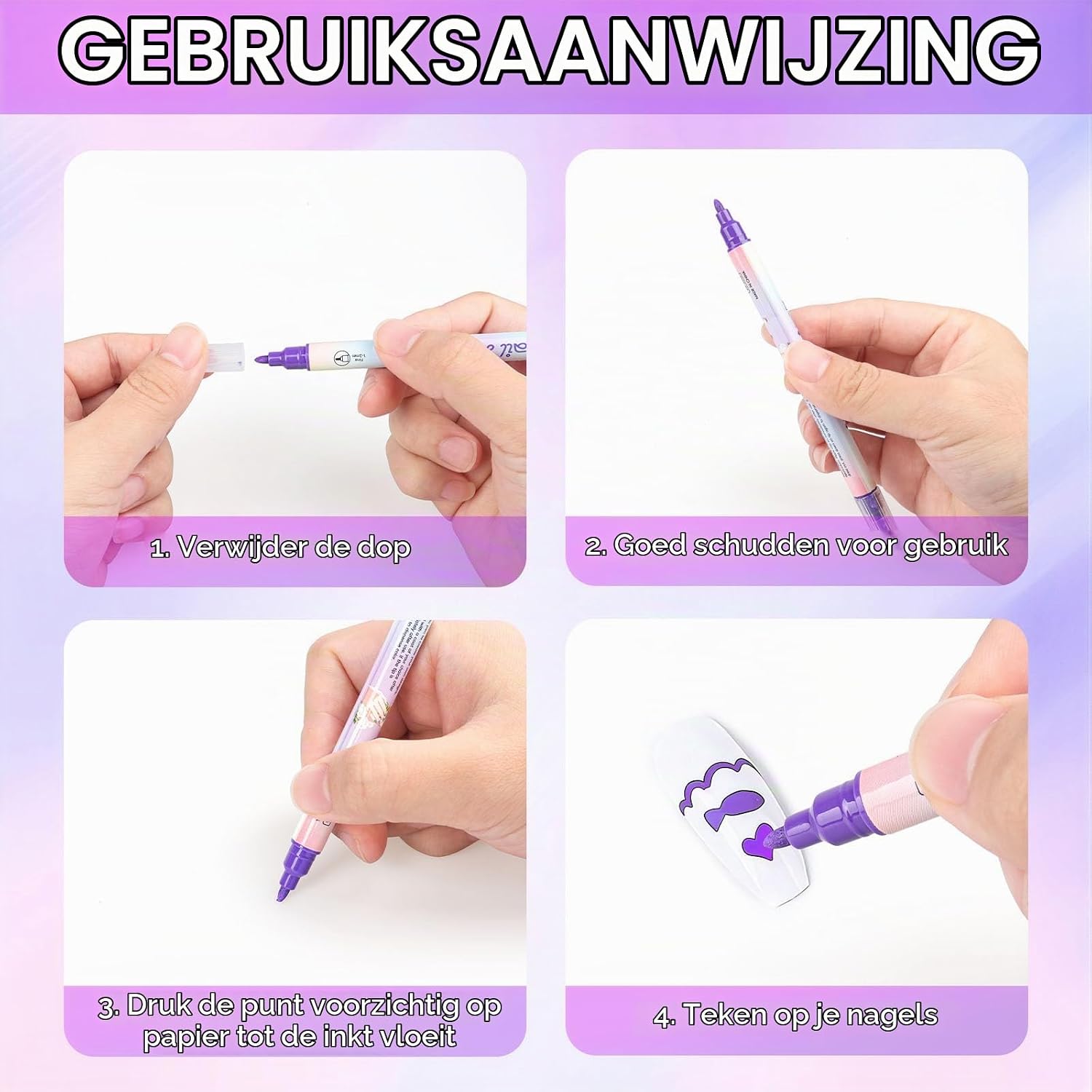 Detalle 2 de RAZET RA-MJB-04 nagelkunststiften, 12 kleuren, sneldrogend