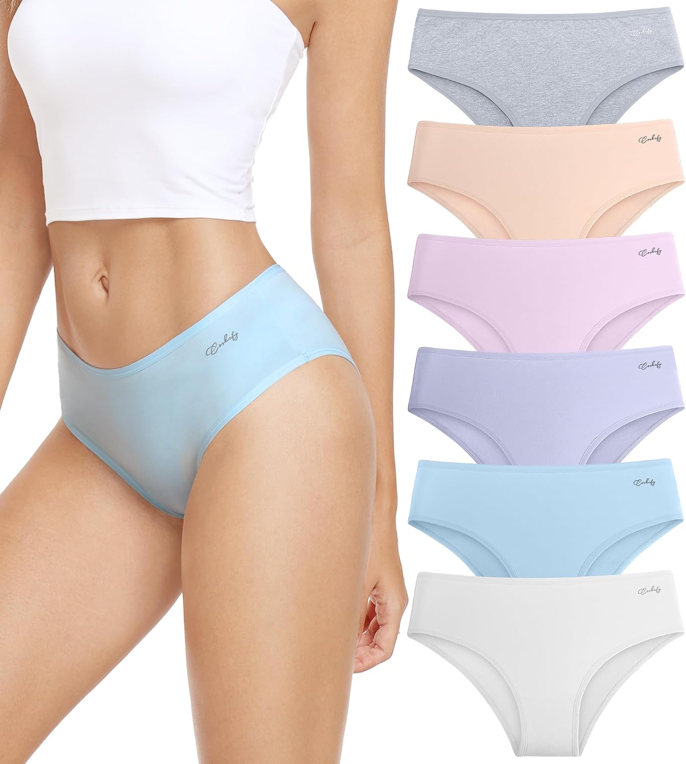 Detalle de anqier Damen Unterhosen im 6er Pack aus Baumwolle (95% Baumwolle, 5% Elastan) – bequeme Hipster