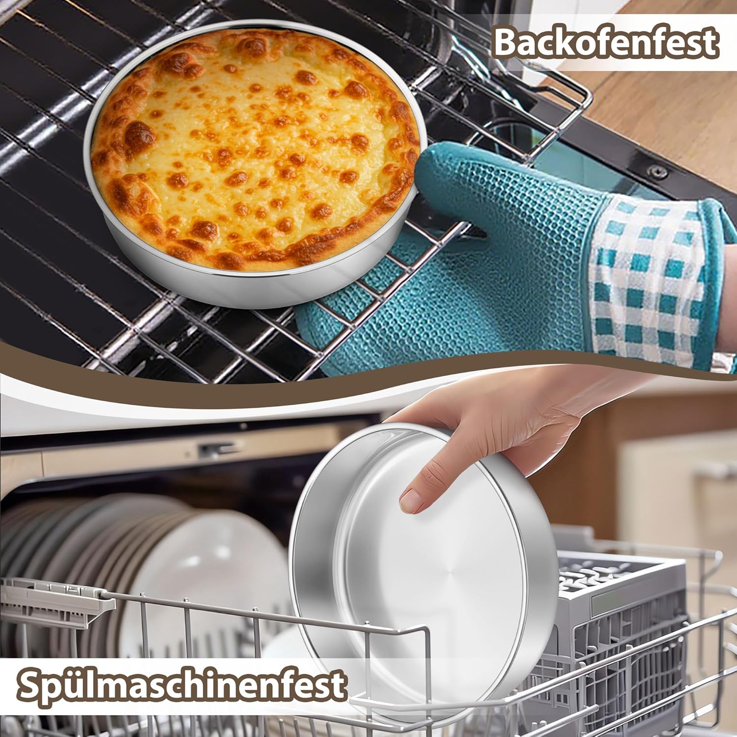 Detalle 2 de Joyfair Backform 2er-Set aus Edelstahl (rund) – 24,2 cm, Schichttortenform für Ofen & Kühlschrank