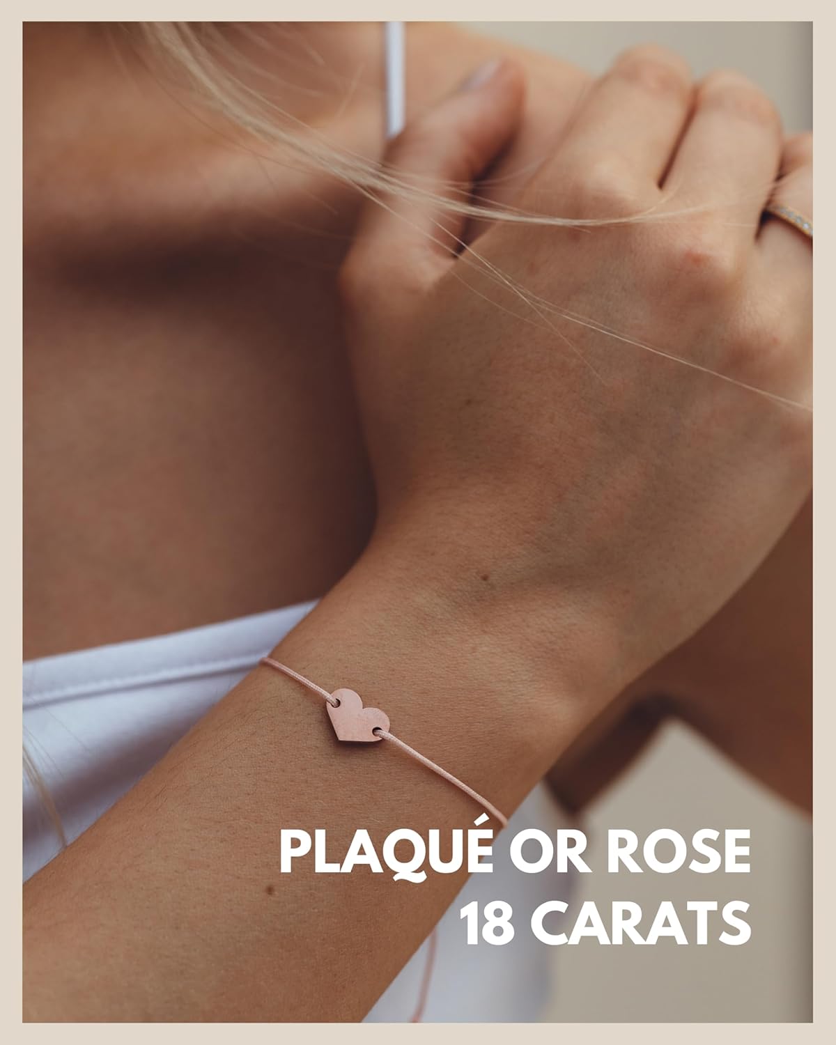 Detalle de Bracelet d’amitié pour 2 GD GOOD.designs (EST. 2015) avec bracelet cœur en or rose 18 carats personnalisable