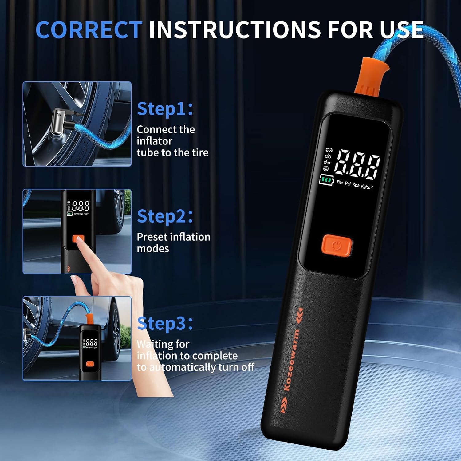 Detalle de Portable Tire Inflator with 150 PSI