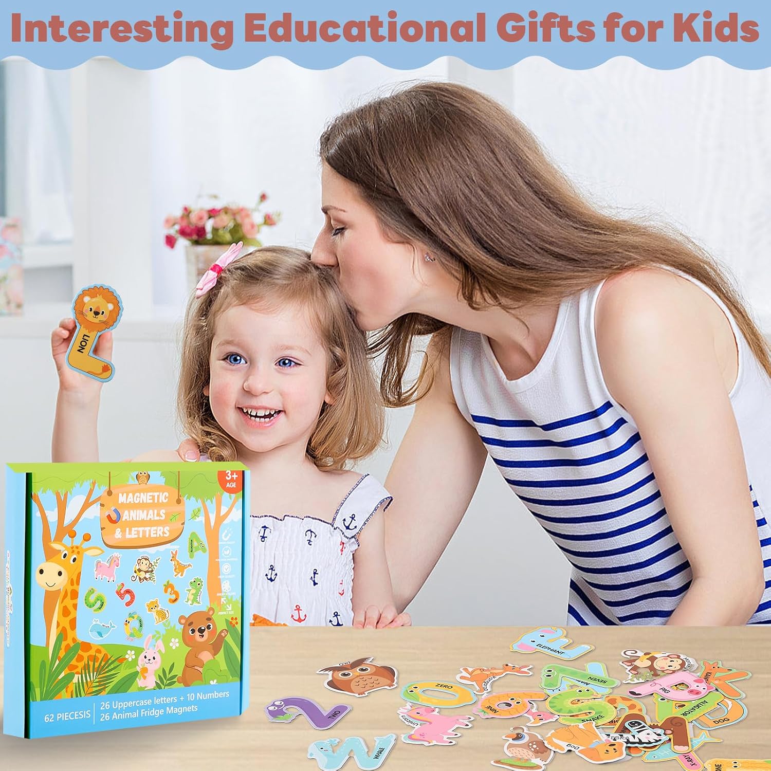 Thumbnail 6 de 52Pcs Kids Fridge Magnets Set: Animal & Alphabet Letters ( Toddlers 3-5 )