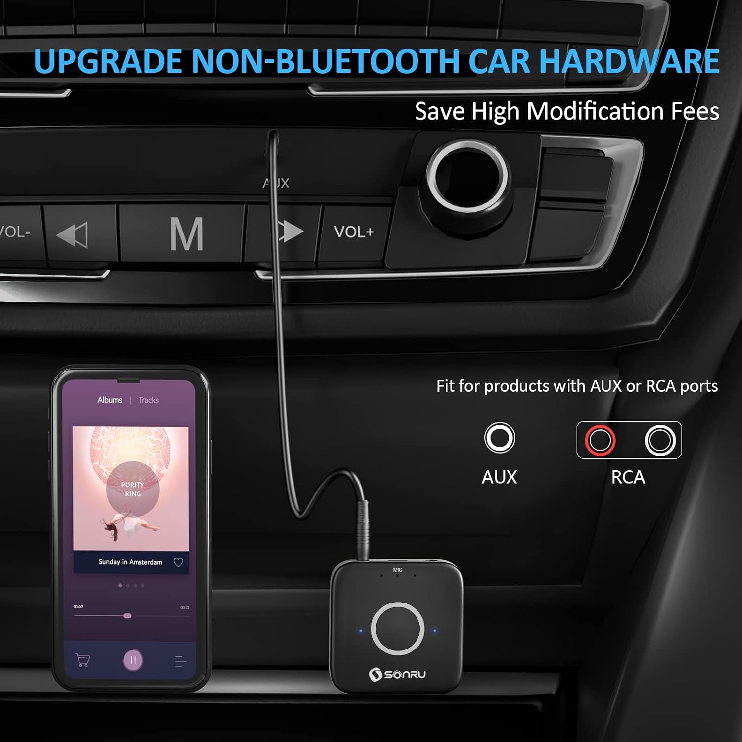 Detalle de SONRU Bluetooth 5.3 Adapter for Hi‑Fi audio