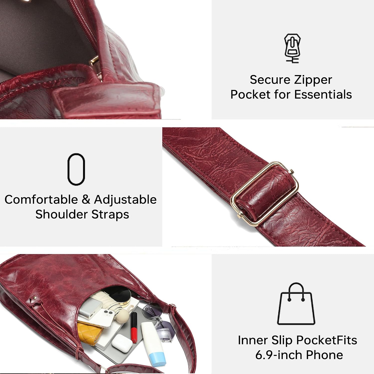 Detalle de GEMIU Hobo Tote Bag with Wide Strap