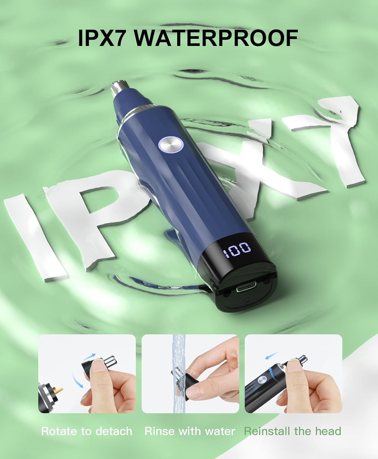 Detalle de TXWDFHL Rechargeable Nose and Ear Hair Trimmer with LED Display, 2 Heads