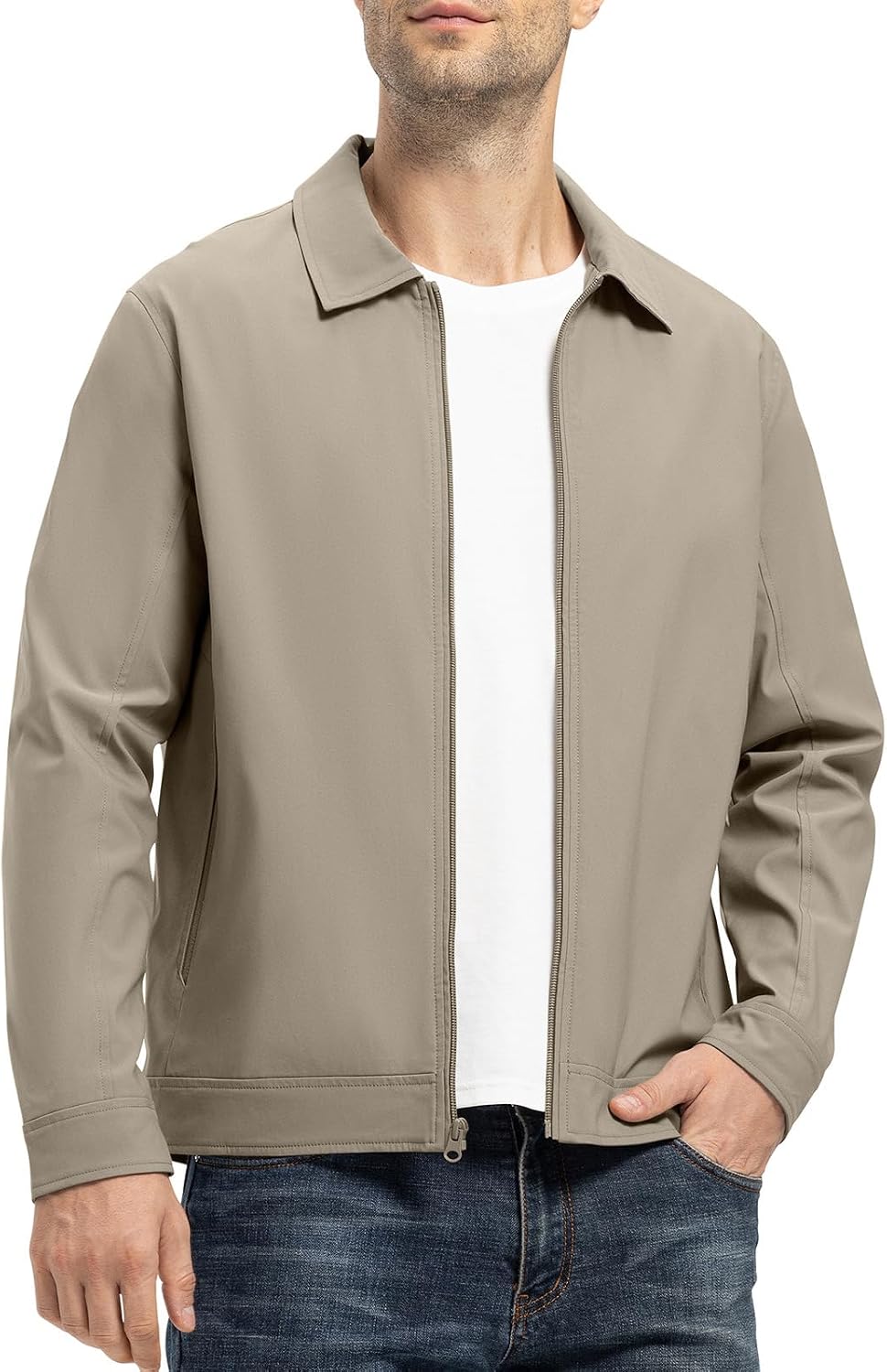 Detalle 2 de BGOWATU Men's Lightweight Full-Zip Windbreaker Jacket, Water-Resistant