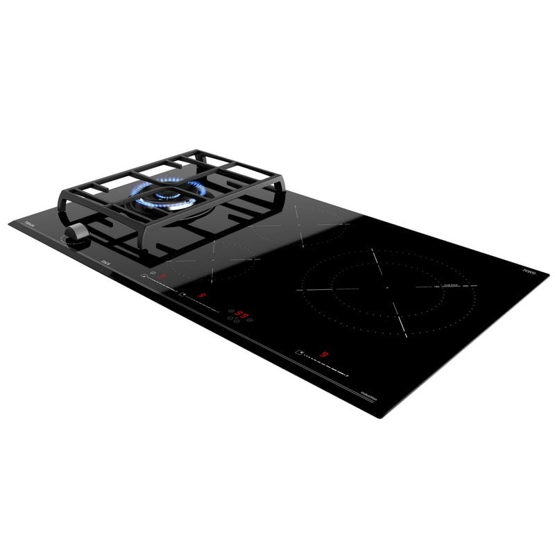 Detalle de Teka JZC 94313 ABN Hybrid: placa mixta gas + inducción de 90 cm negra
