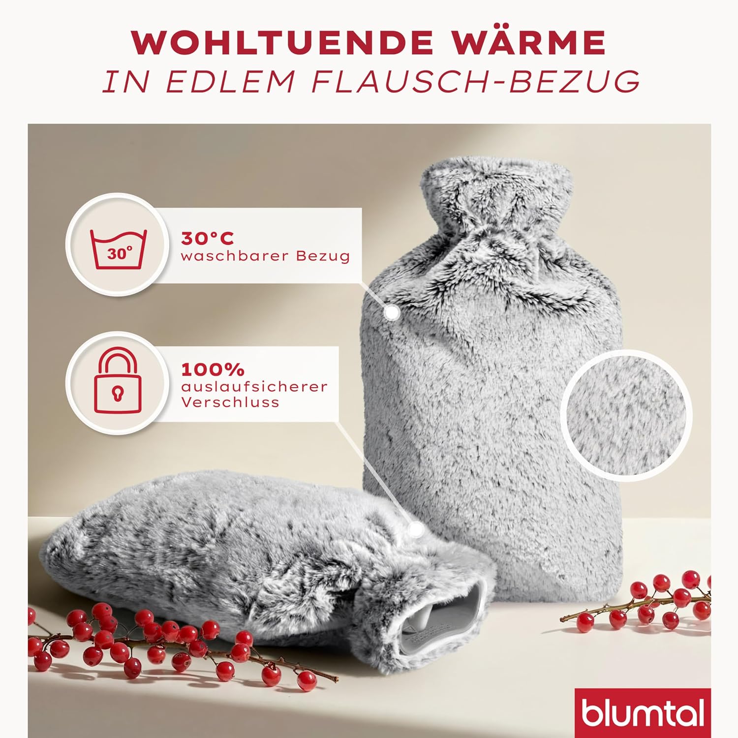 Detalle de Blumtal Premium Wärmflasche 1,5 L