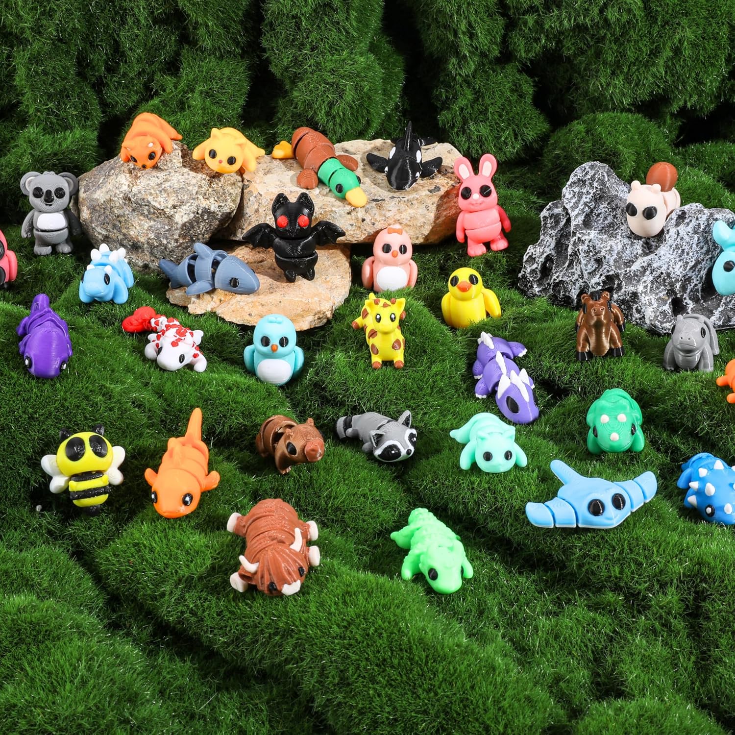 Thumbnail 1 de MONJITA 35 pcs Mini 3D Printed Articulated Animal Figurines