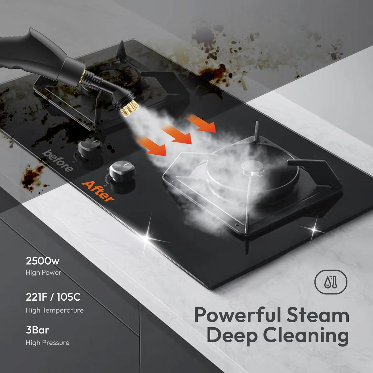 Thumbnail 3 de TwoOases handstoomreiniger met 1200 ml tank, 2500 watt en 6 standen