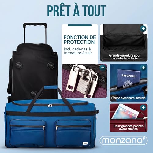 Thumbnail 6 de Monzana Sac de Voyage à Roulettes Violet 85 L – Sac de Sport 70x36x34 cm, Trolley avec cadenas