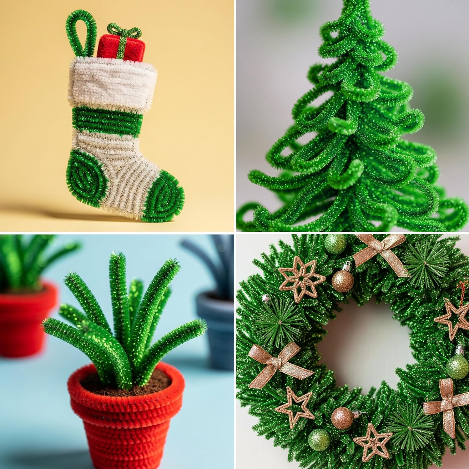 Thumbnail 6 de Caydo Glitter Green Pipe Cleaners, 200 Pieces