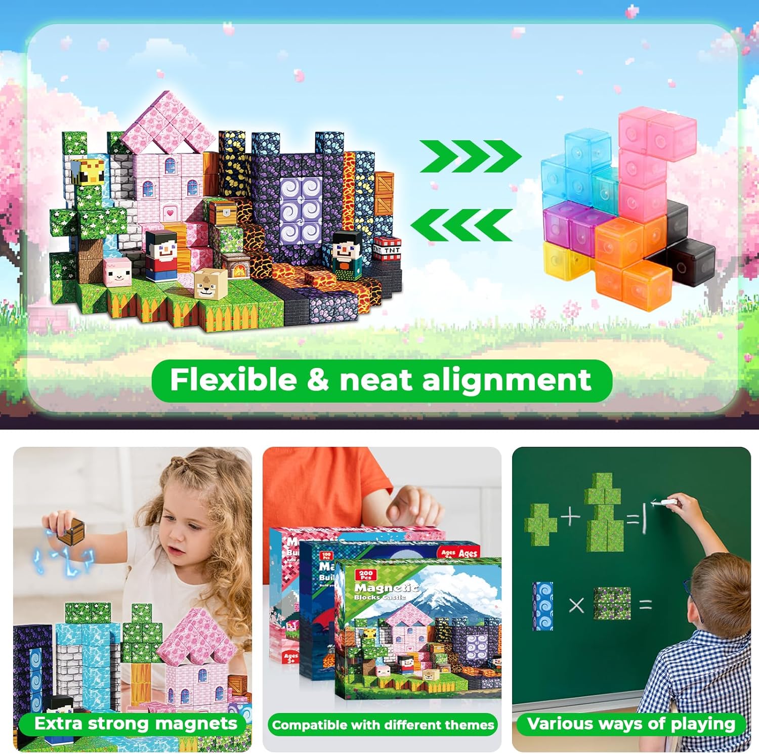 Thumbnail 4 de Goody King 200PCS Magnetic Building Blocks - Forest & Volcano Adventure Set