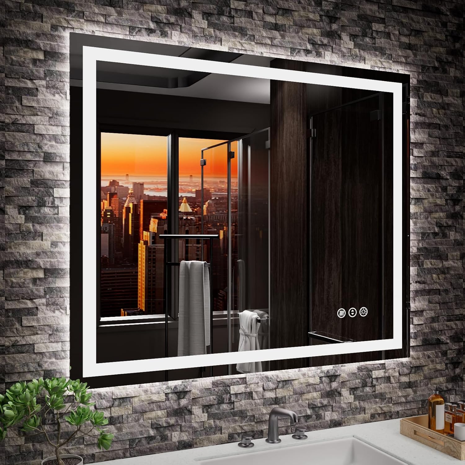 Detalle de Amorho 36" x 30" LED Bathroom Mirror with Front & Back Lighting