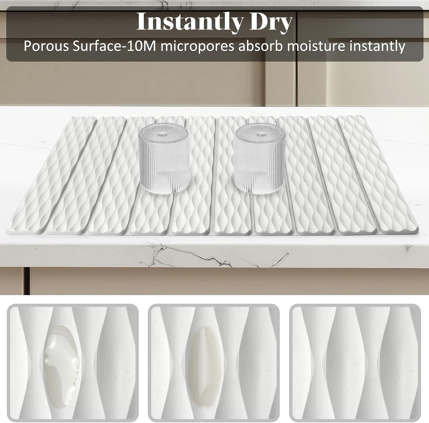 Detalle 2 de Large Stone Wave Dish Drying Mat 24" 🧽