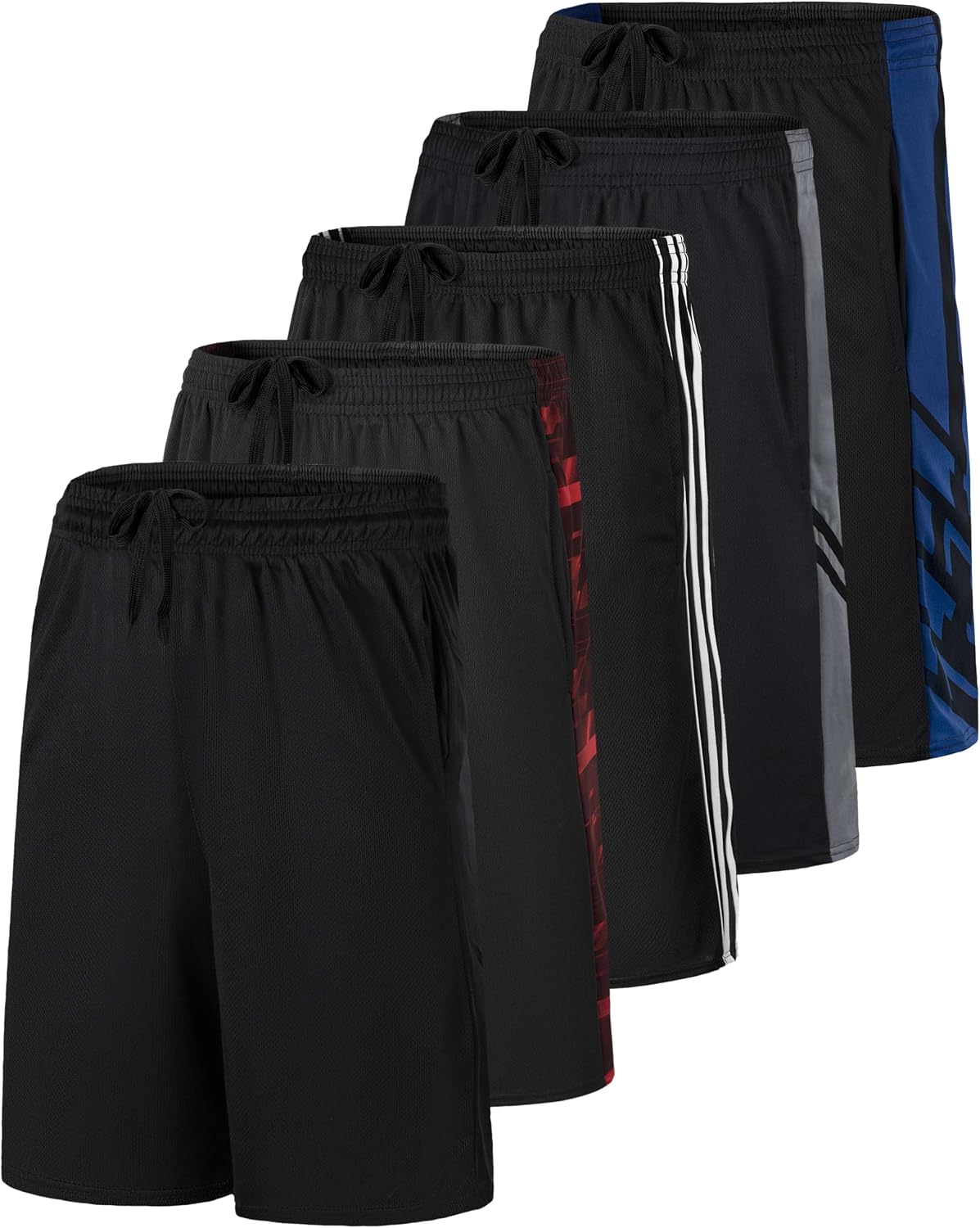Detalle de Real Essentials 5 Pack: Men’s 9" Mesh Shorts