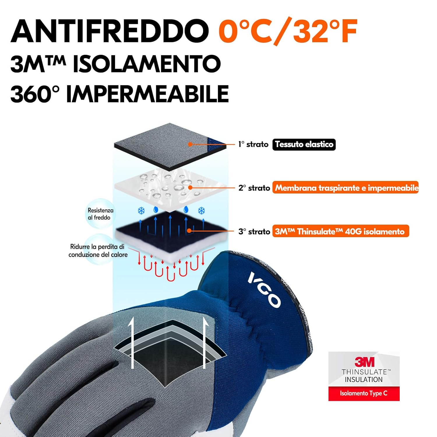 Thumbnail 1 de Vgo... Guanti Lavoro Invernali Impermeabili Uomo – Guanti Meccanico Resistente per Edilizia, Magazzino, Moto