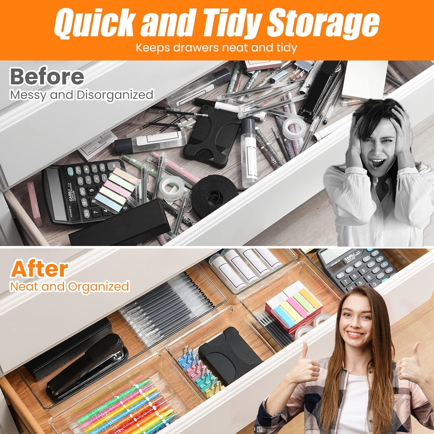 Thumbnail 4 de Criusia 18-Piece Clear Drawer Organizer Set