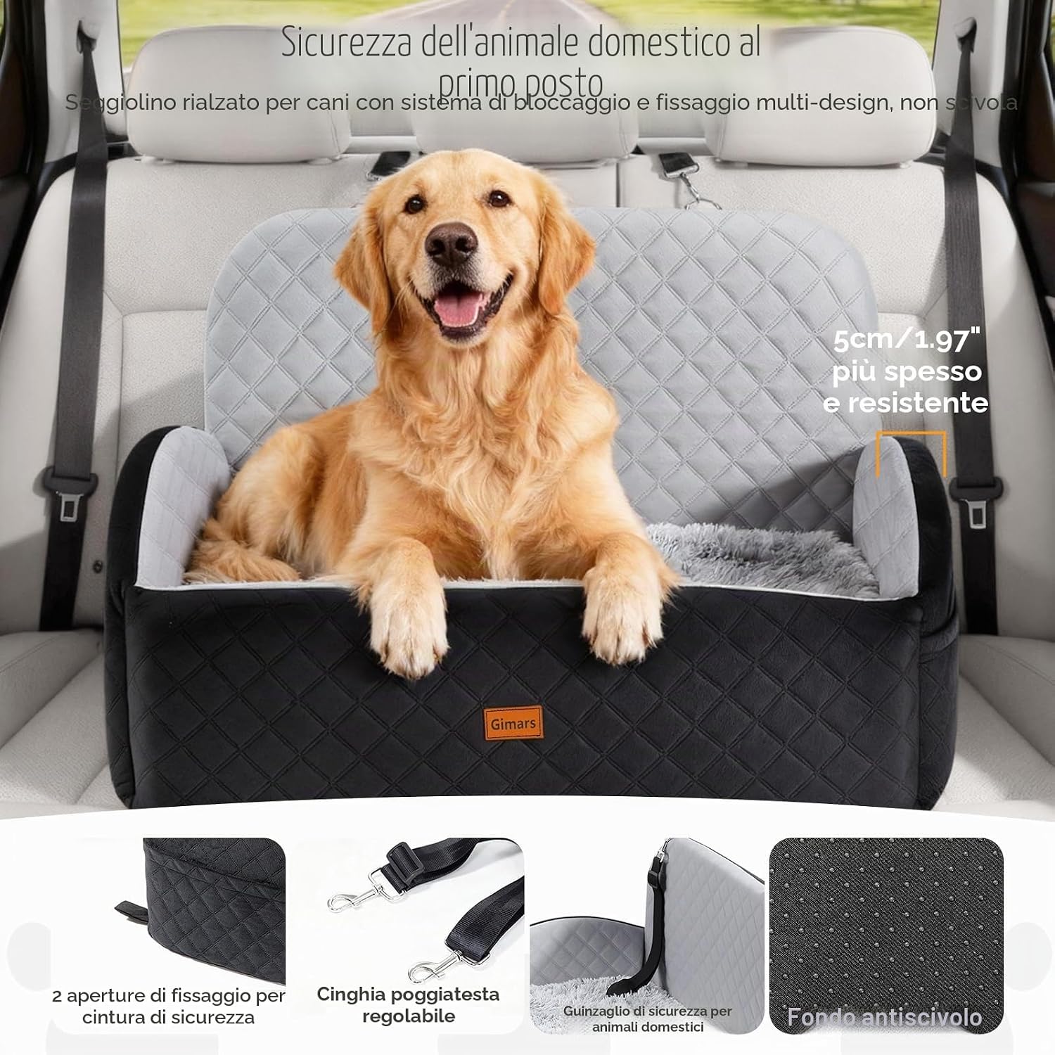 Detalle de Gimars Reversibile Seggiolino Auto per Cani 13 cm