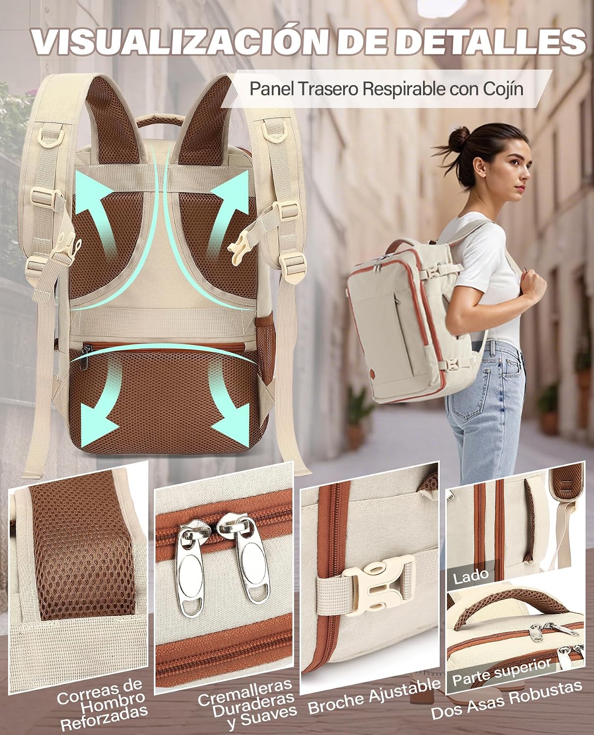 Thumbnail 4 de Mochila VANKEV Viaje Cabina 40x20x25 cm (20L) para Ryanair: cabina eficiente para portátil de 14