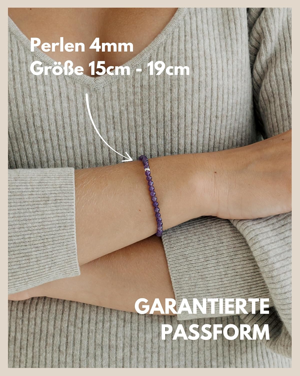 Detalle de GD GOOD.designs Perlenarmband Damen mit echten Natursteinen (4 mm) und 925‑Silberperle