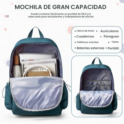 Detalle de HYC00 Mochila Casual para Mujer con Portátil 14" – 21 L, Azul Eléctrico