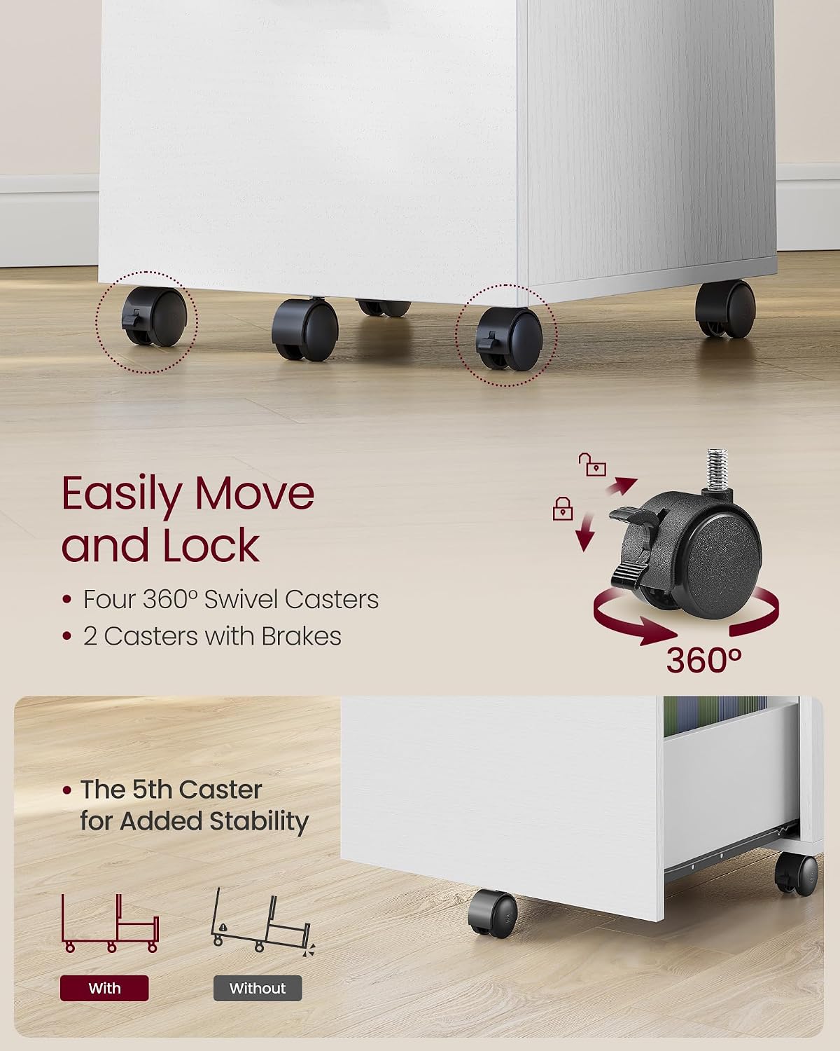 Detalle de VASAGLE 2-Drawer File Cabinet UOFC040W46