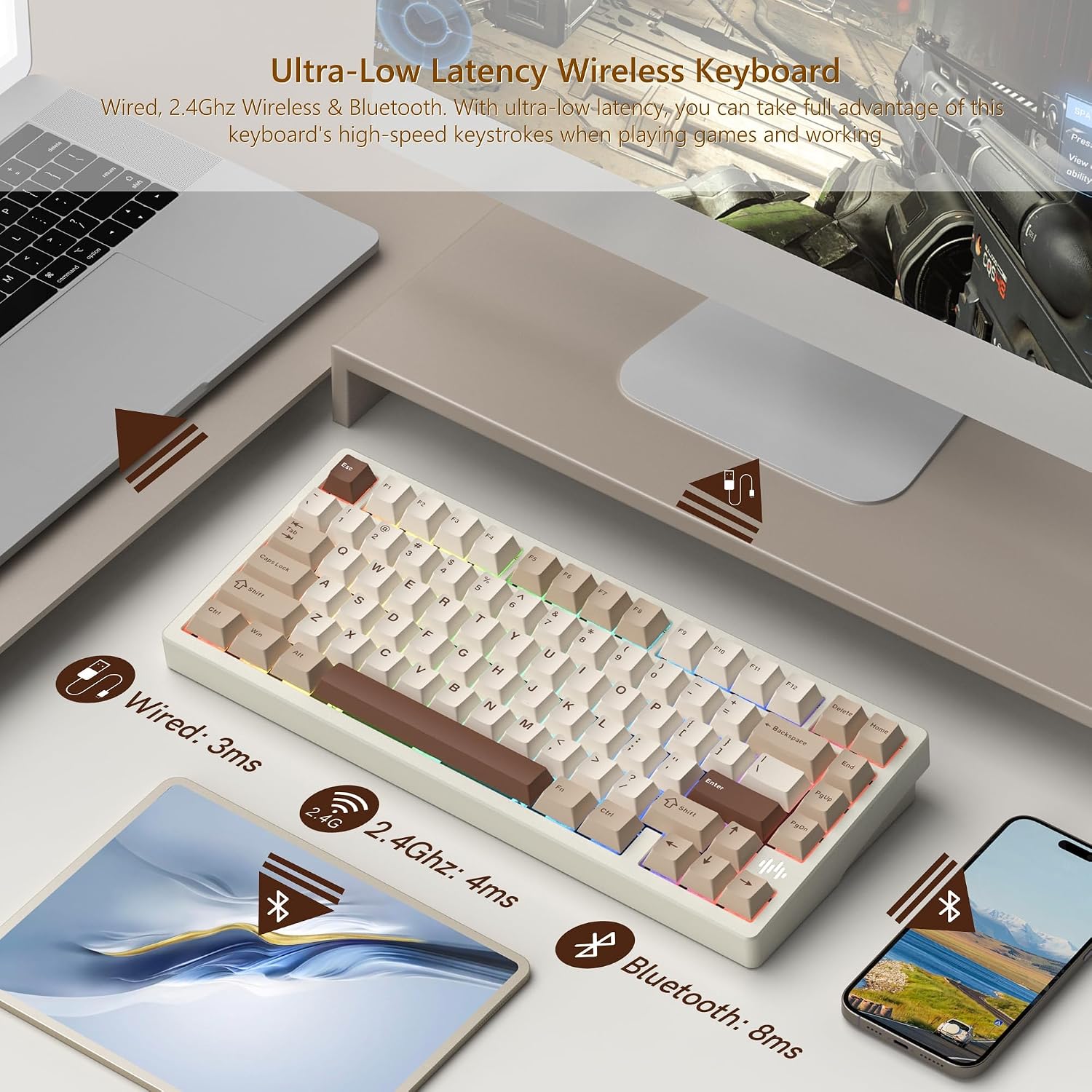 Detalle de Womier RD75Pro 75% Wireless Mechanical Keyboard with CNC Aluminum and QMK/VIA