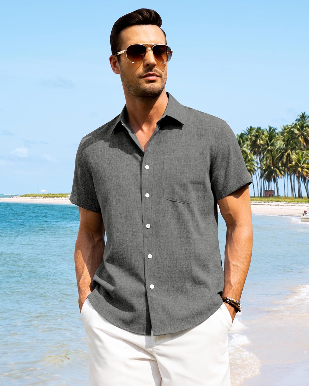 Thumbnail 1 de J.VER Leinenhemd Herren Kruzarm Regular Fit – leichtes Sommerhemd mit Tasche