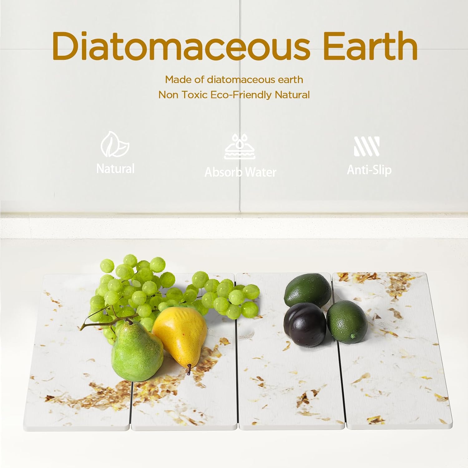 Detalle de Stone Drying Mat for Kitchen Counter – White Italian Diatomite, Foldable & Ultra-Absorbent