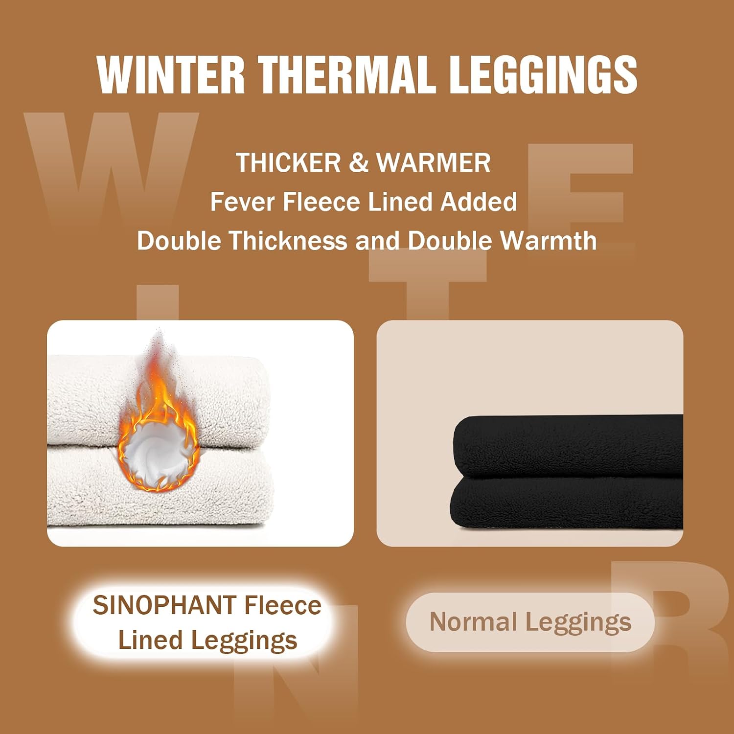 Detalle 1 de SINOPHANT Fleece‑lined high‑waist thermal leggings