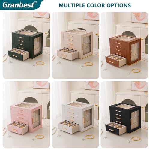 Thumbnail 5 de Granbest 5-Tier Jewellery Box with Glass Top and Mirror