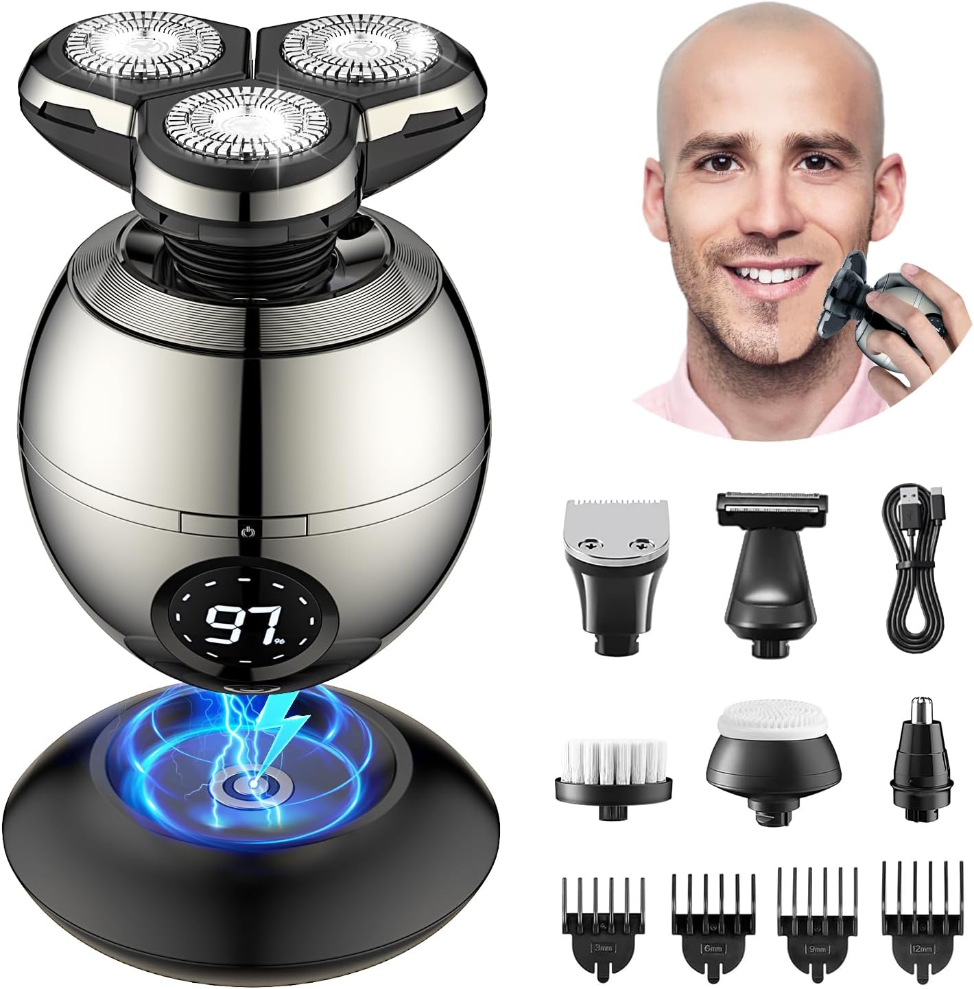 Detalle de iWarmbase 5-in-1 Electric Razor 3D Heads