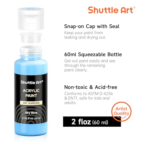 Detalle de Shuttle Art 36-Color Acrylic Paint Set with Brushes & Palette