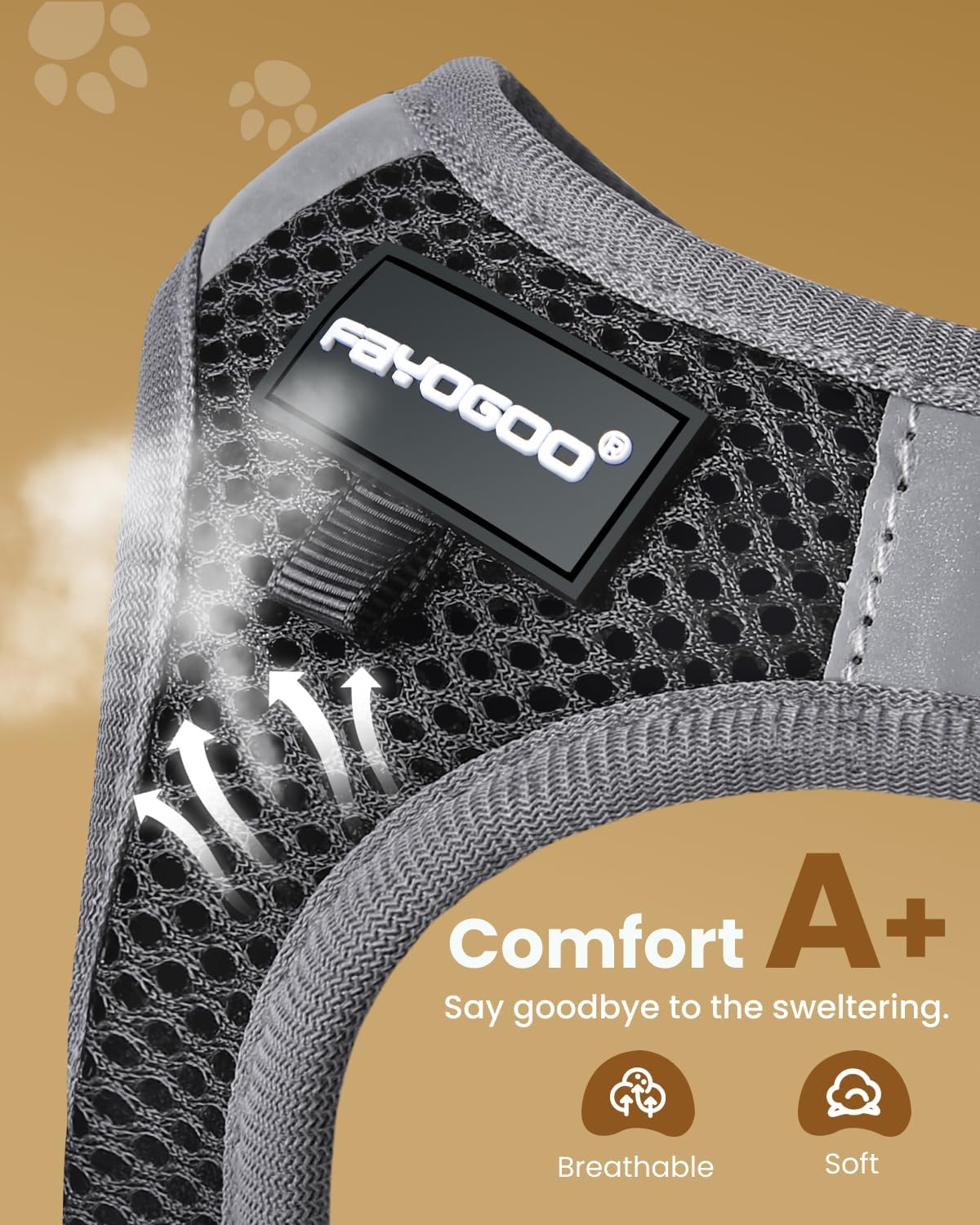 Detalle de FAYOGOO Cat Harness and Lead Set Escape Proof – Large, UK Walks, Adjustable & Step-In