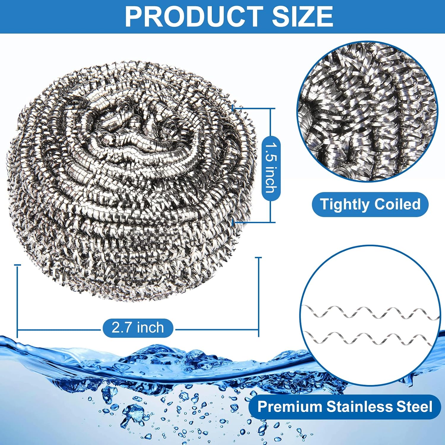 Thumbnail 1 de 10 Pack Stainless Steel Scrubber: Durable Scrubbing for Pots, Pans, Grills & More