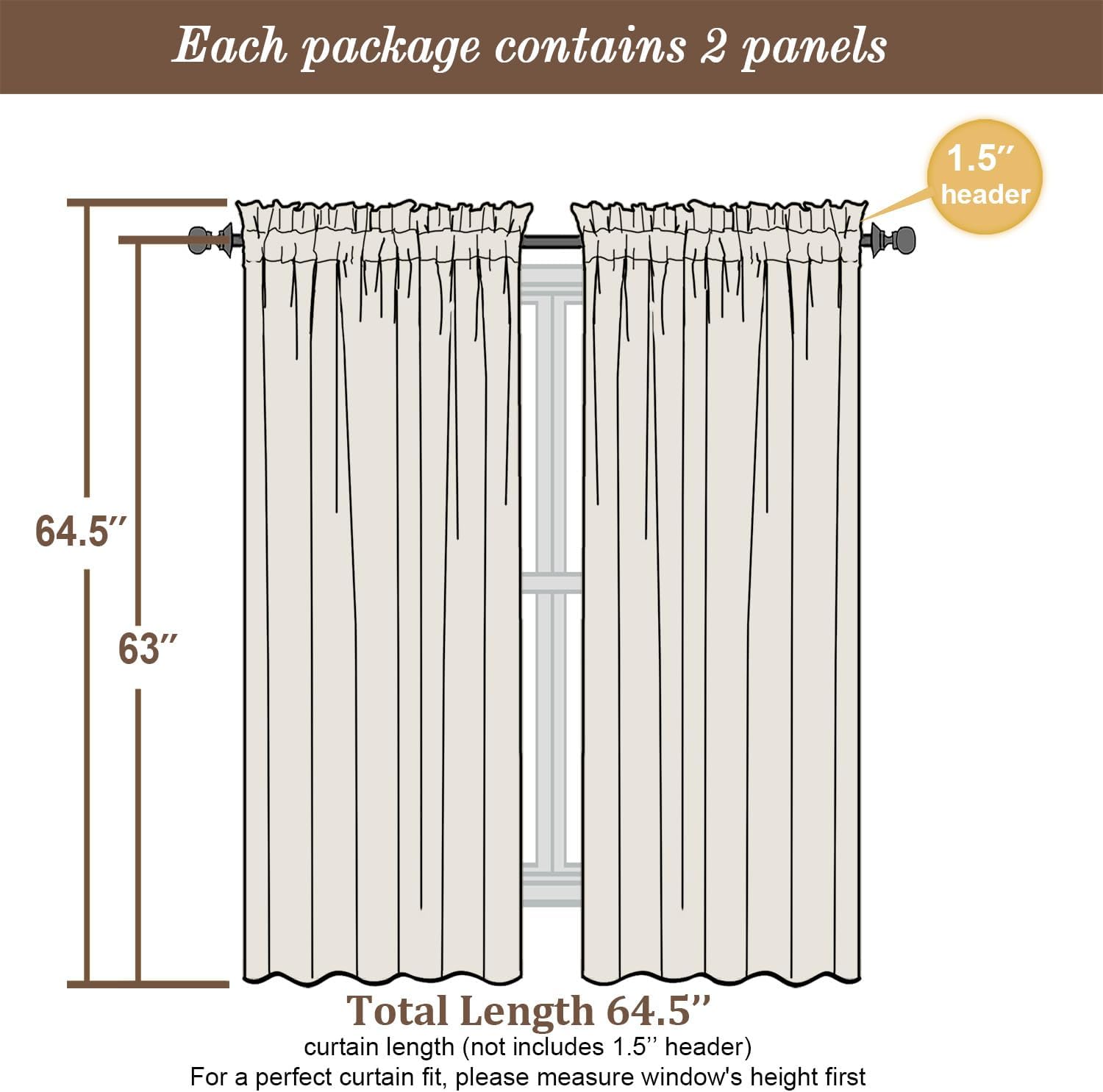 Thumbnail 2 de Chyhomenyc Sheer Curtains 2-Panel Set (42W x 63L) Denim Blue, Rod Pocket Light Filtering Drapes