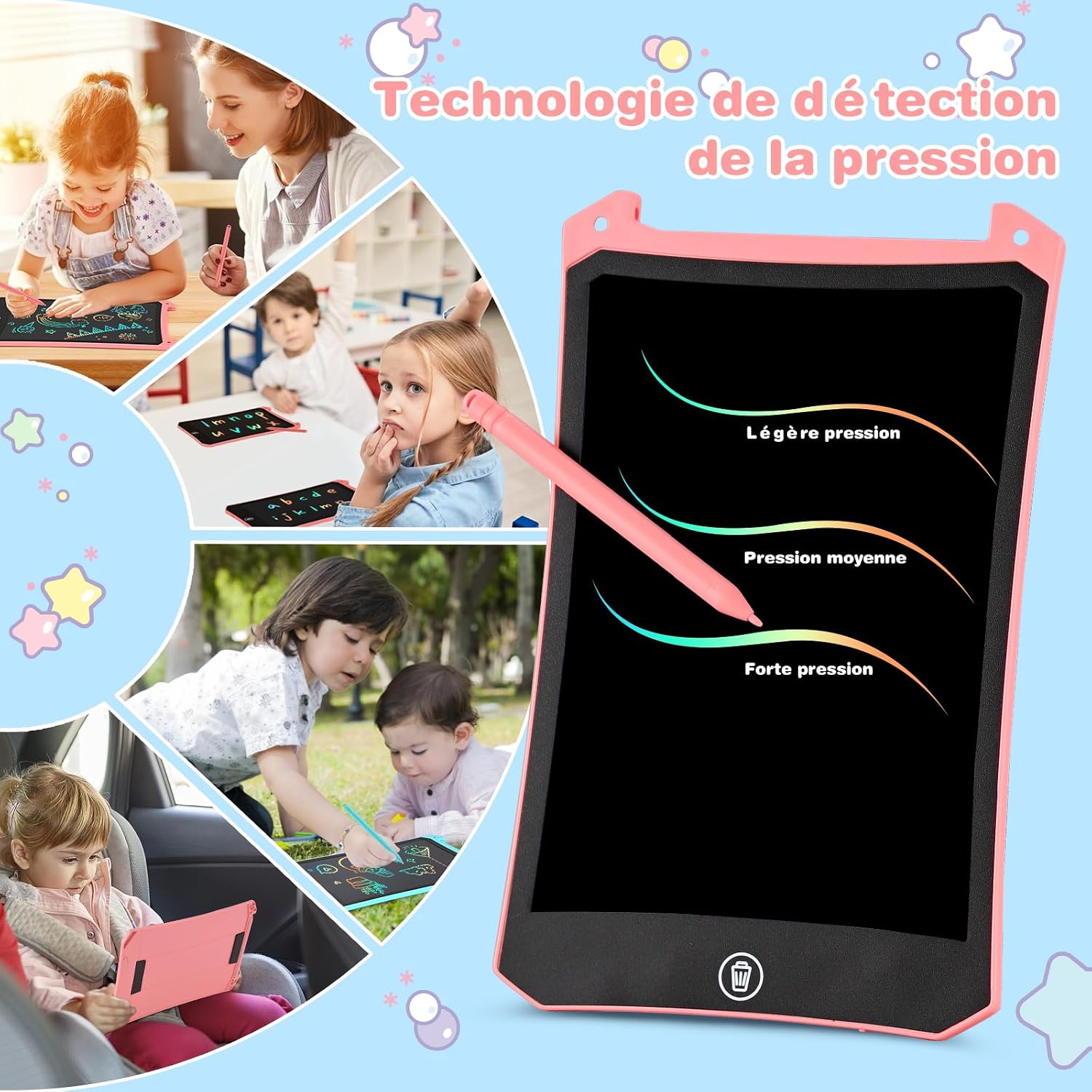 Detalle 2 de RaceGT Tablette dessin enfant LCD 8,5 pouces ardoise magique, lot de 2