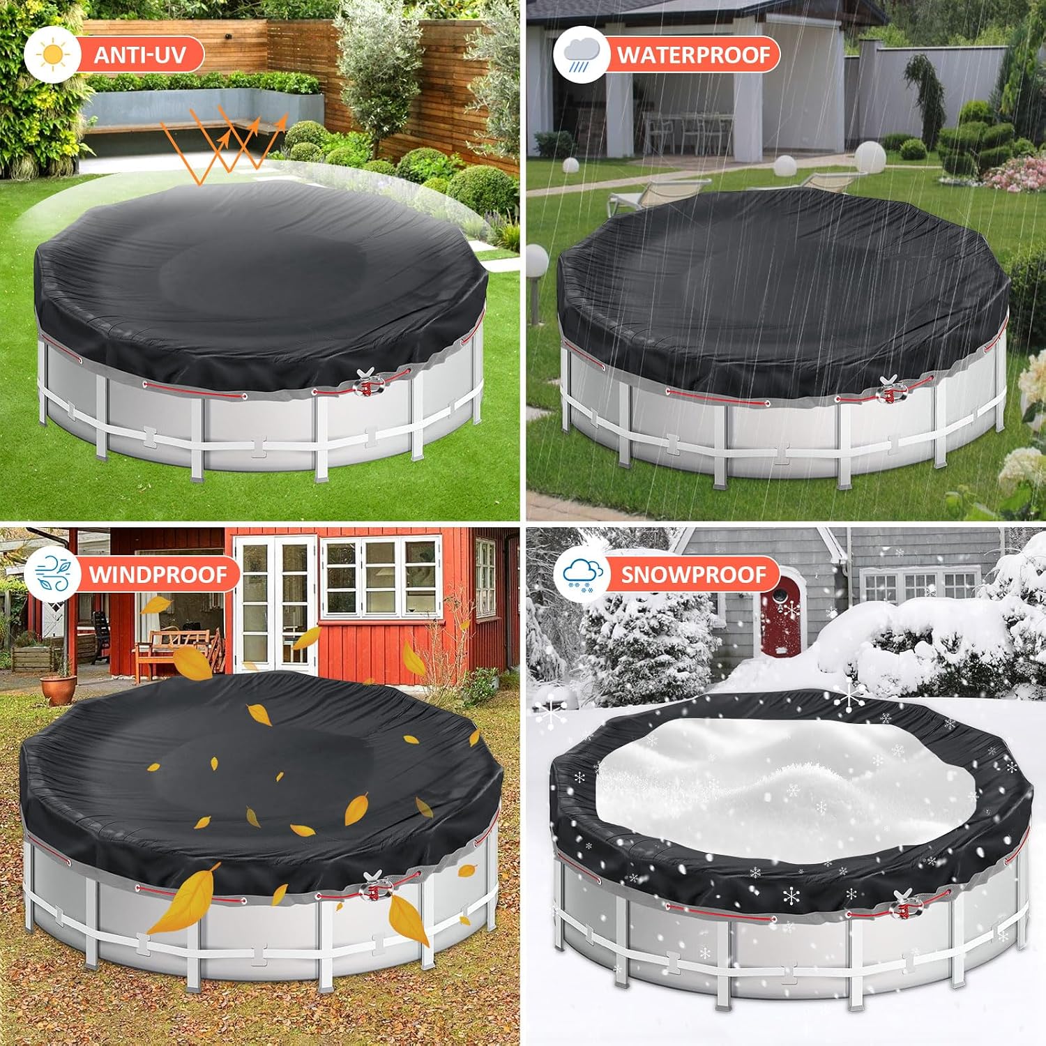 Thumbnail 6 de Aipwerer Poolabdeckung Rund 366 cm | 420D Oxford, Ø371 cm – Schutzabdeckung für INTEX & BESTWAY Pools