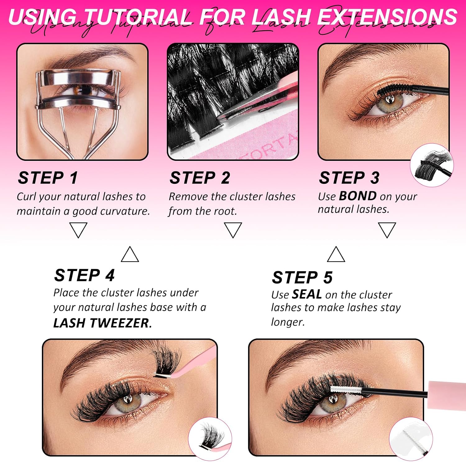 Thumbnail 6 de MilyBest 100D Fluff Lash Clusters Kit, 10–18 mm D-Curl with Bond & Seal