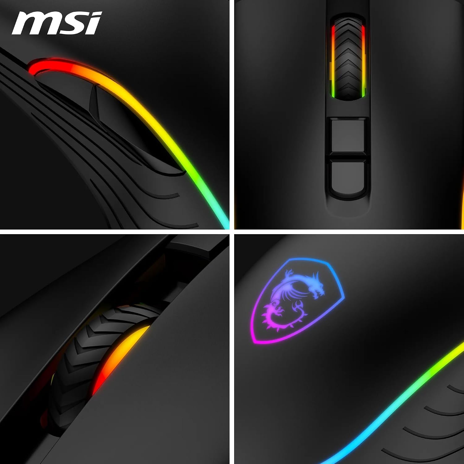 Detalle 2 de msi FORGE GM300 mouse da gaming cablato con sensore ottico 7200 DPI, 7 pulsanti e RGB