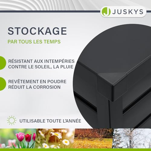 Detalle de Juskys Boîte de Rangement Limani 380L en Métal – Coffre d'extérieur étanche et verrouillable (Anthracite)
