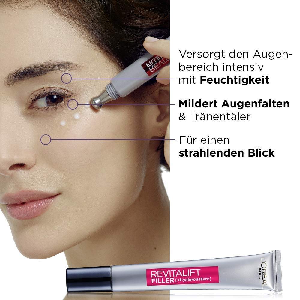 Detalle de L’Oréal Paris Revitalift Filler Augenpflege – Hyaluronsäure‑Konzentration trifft Augenpartie