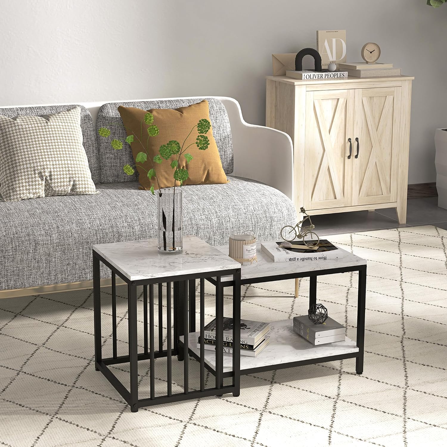 Thumbnail 1 de HOMCOM Lot de 2 tables gigognes 2 pièces