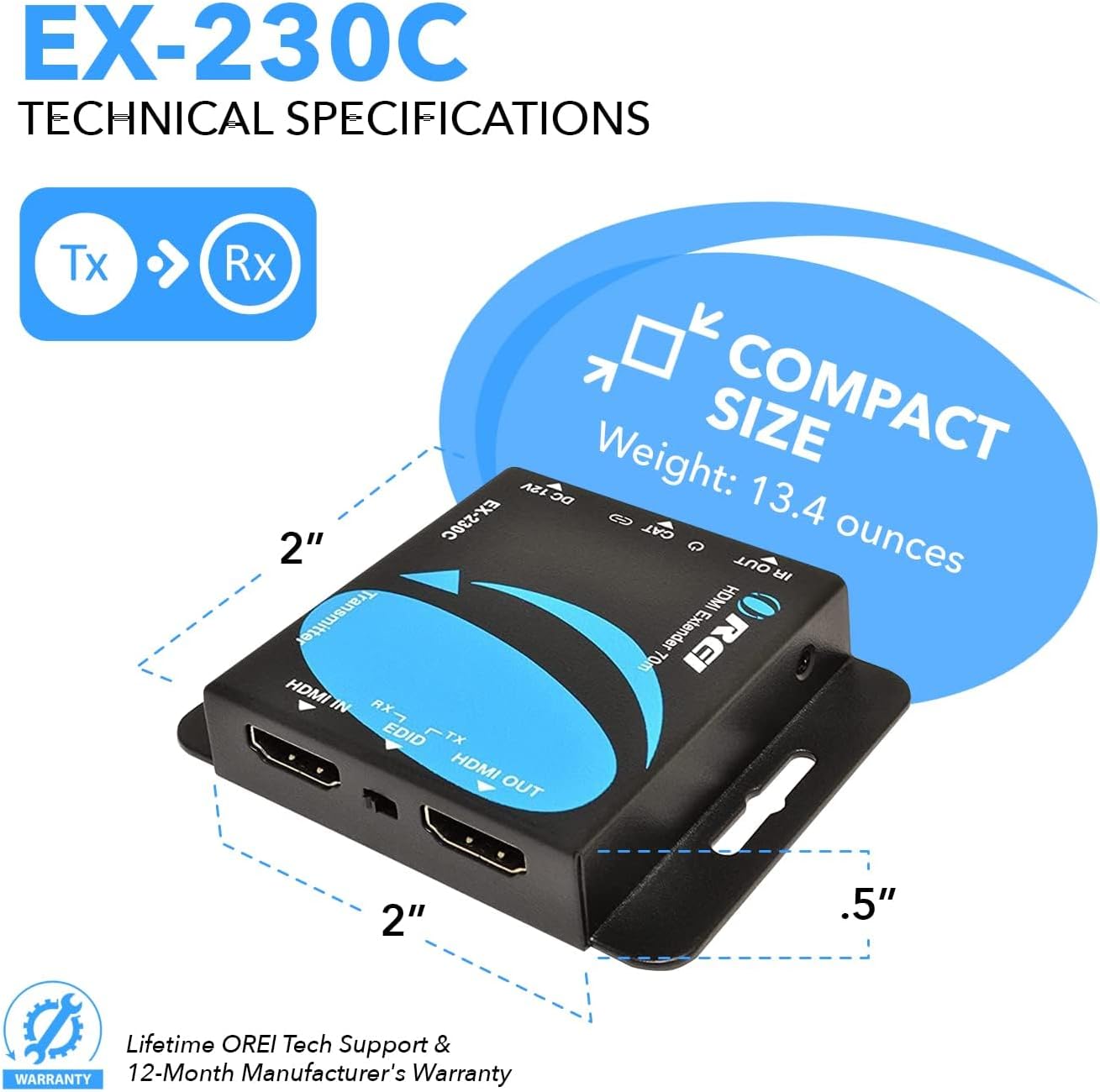 Thumbnail 4 de OREI EX-230C 4K HDMI Extender over CAT6 130 ft