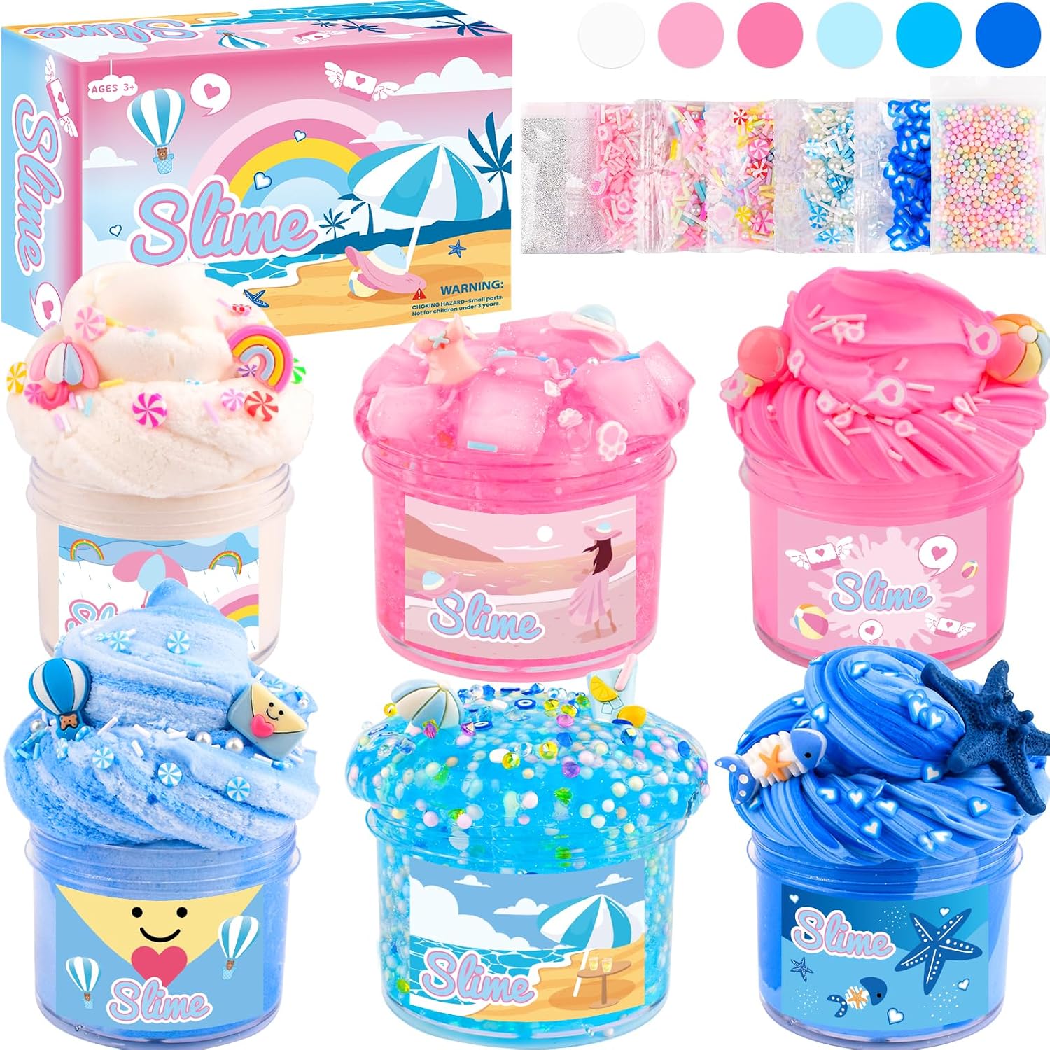 Detalle de 6 Pack Slimes Pink & Blue Slime Kit